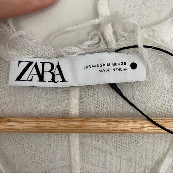 Zara White Fringed Kimono Size Medium - Picture 11 of 13